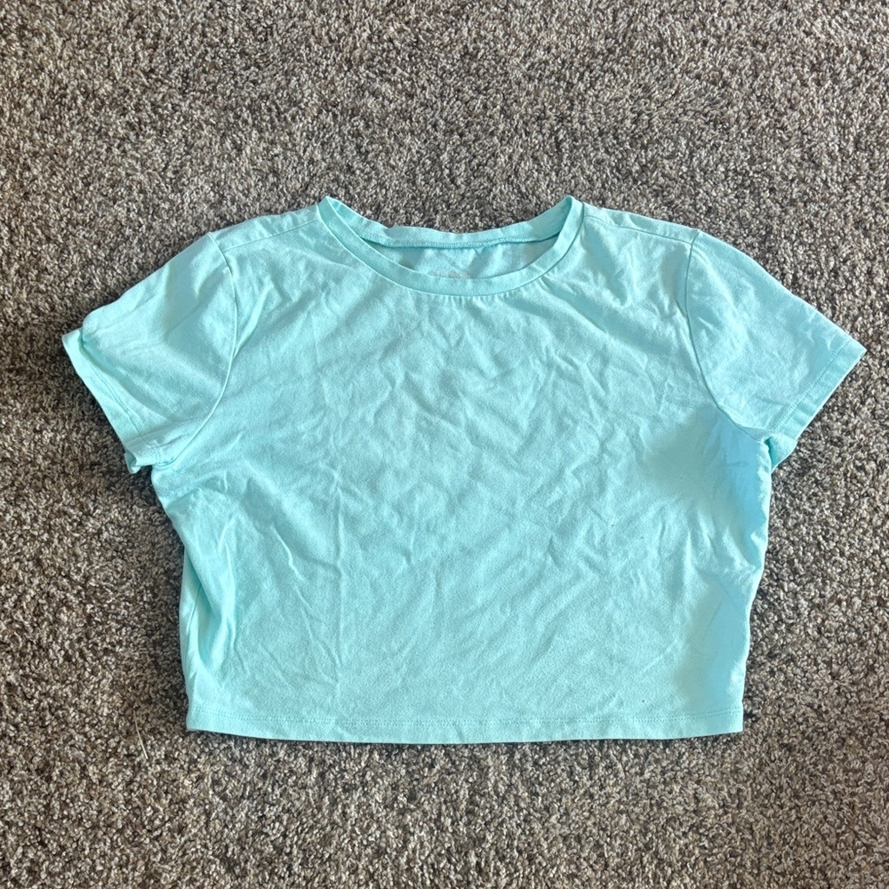 Wild Fable Aqua Short Sleeve Crop Top